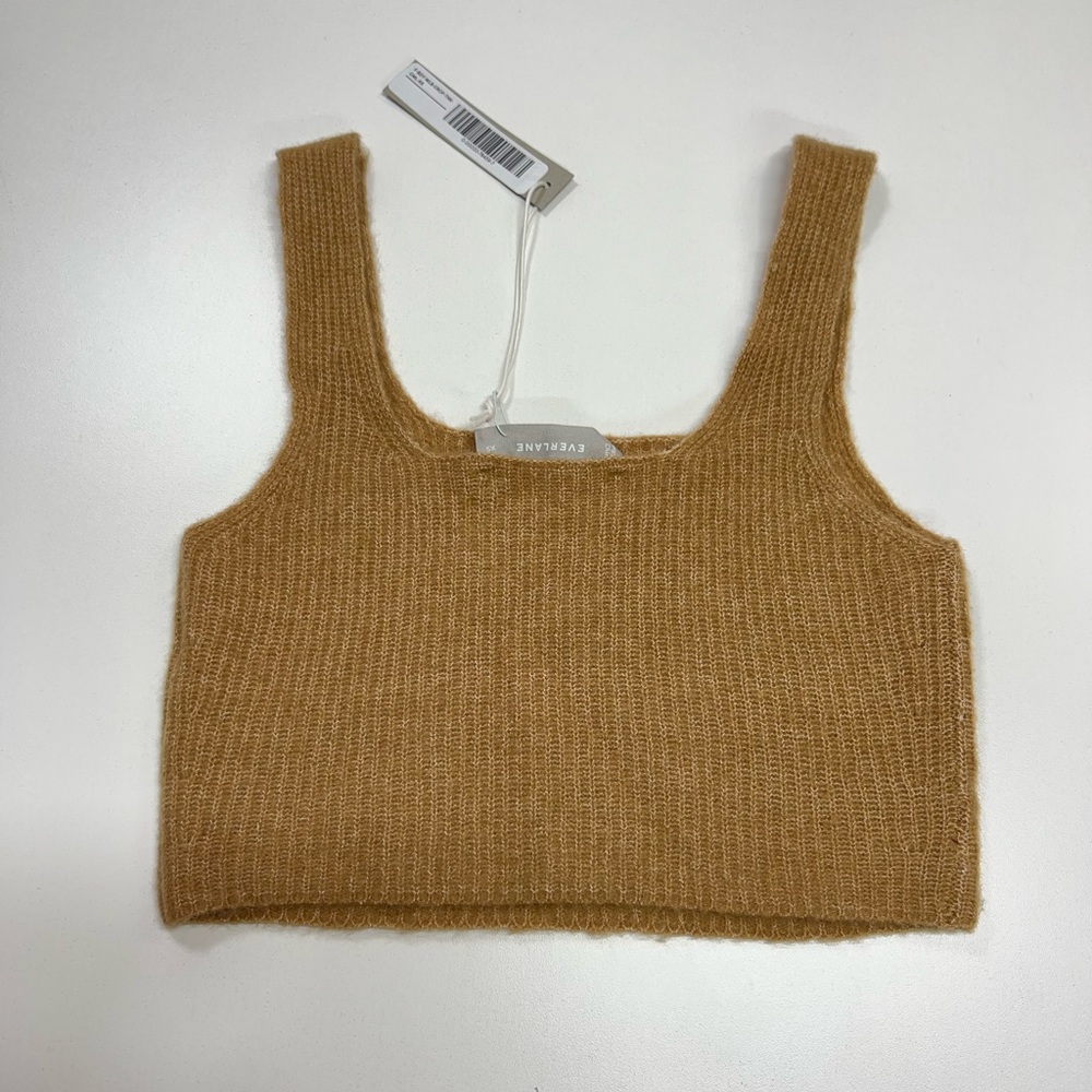 Everlane The Cozy Stretch Tank in Camel Crop Top Size XS New With Tags - Picture 4 of 13